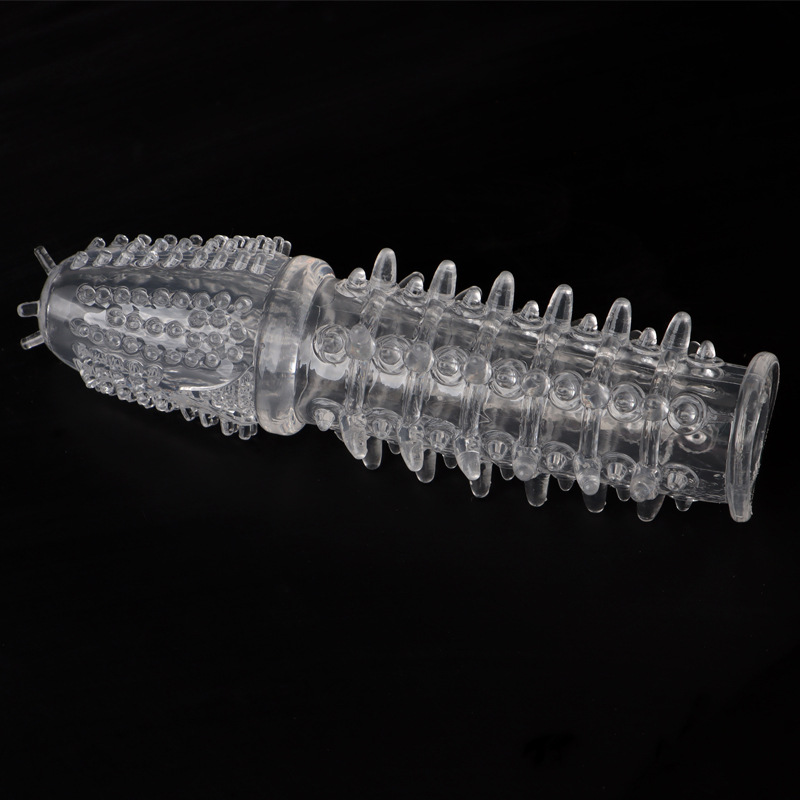 Wolf-Tooth Textured Penis Sleeve, TPE Tight-Fitting Extender, Transparent Boxed — detail image 9