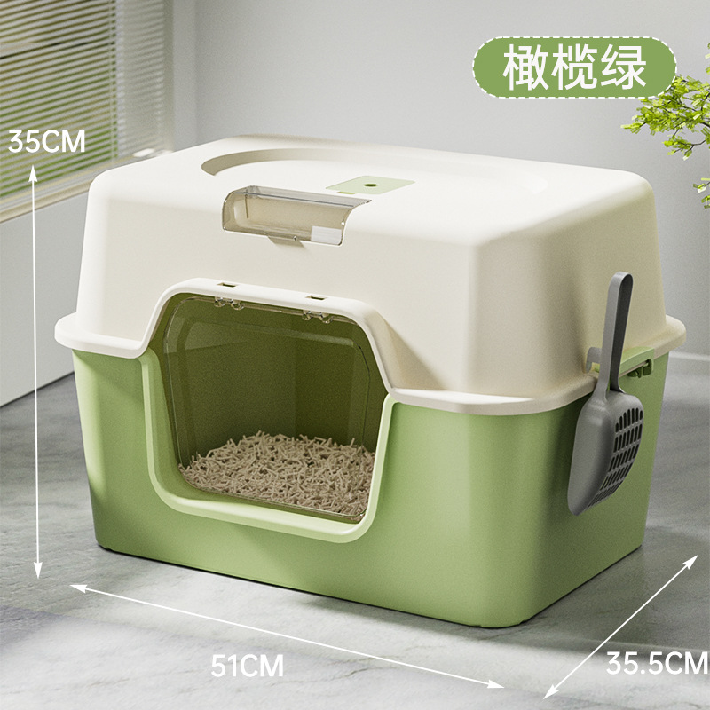 Gran cuenca de arena para gatos esterilizante desodorante totalmente cerrado inodoro para gatos gran tamaño anti-exterior suministros de mascotas al por mayor