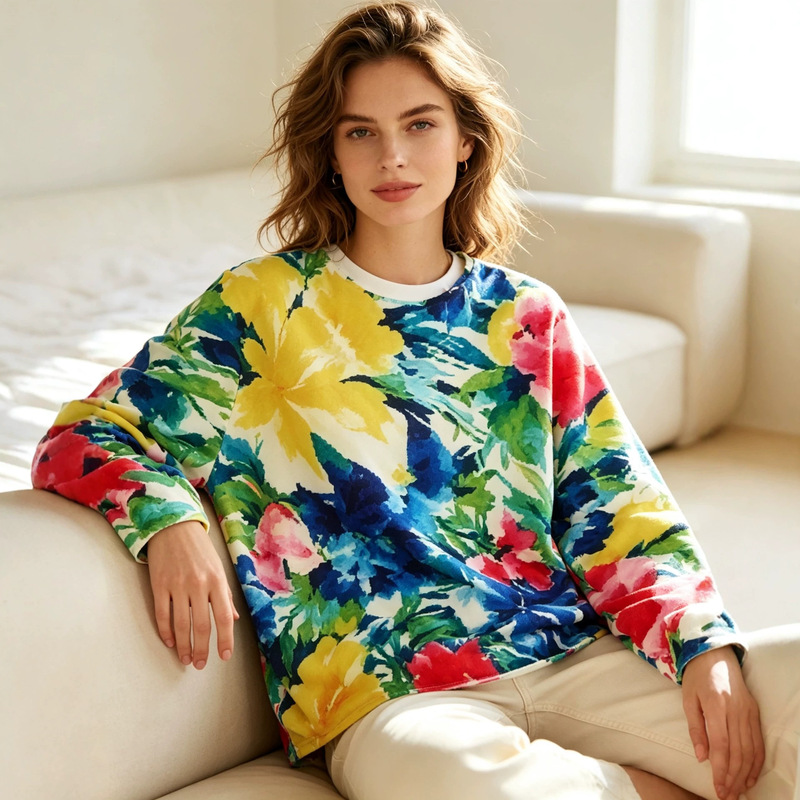 Christmas Sweater 3D Pattern Print Women's Sweater Pullover Casual Loose Long Sleeve Knitted Round Neck Top