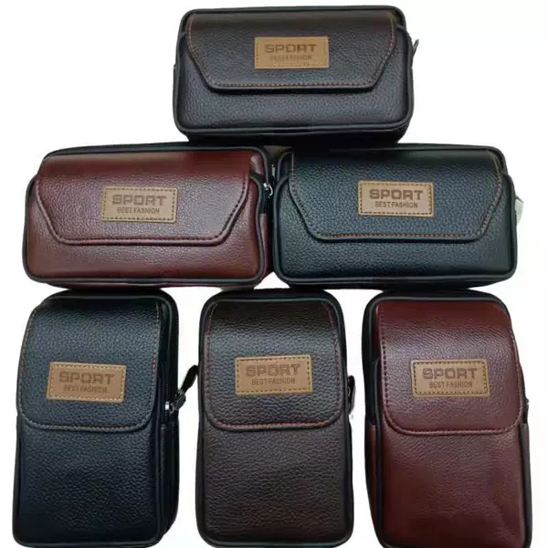 Horizontal and vertical mobile phone waist bag leisure men's mobile phone bag leather outdoor sports waist bag coin purse spot wholesale