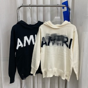 Trendy European-Style Am25 New Hooded Tassel Ripped Sweater European and American Style Unisex Versatile Top