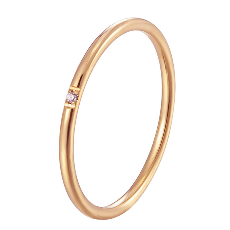 9g Weight Zircon Inlay Material Rings Classification 1 Piece Simple Style Solid Color Titanium Steel Inlay Zircon Rings