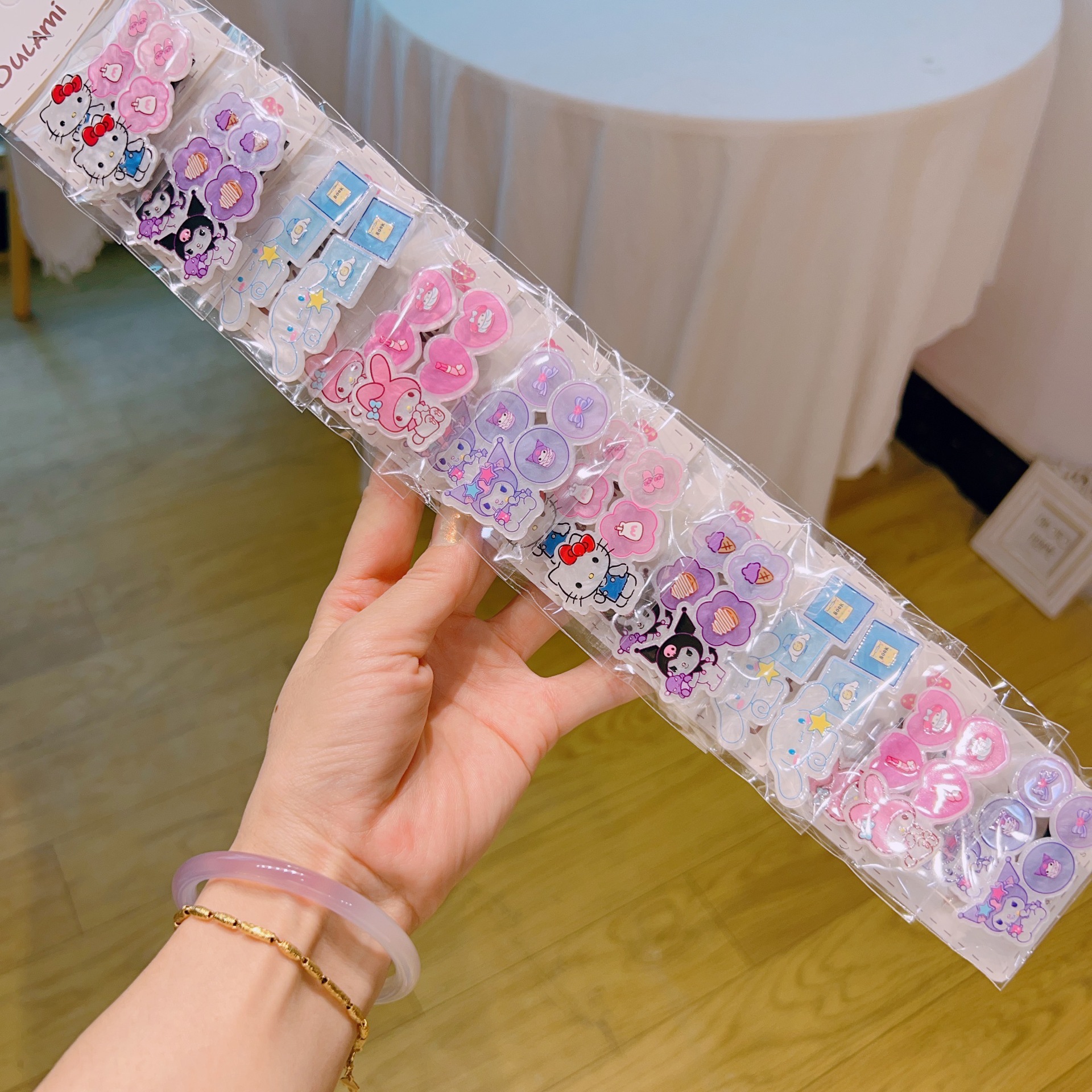 파란 고양이 사각형이 포함된 Sanli 세트, 클립, 10쌍 시작, 카드 포함