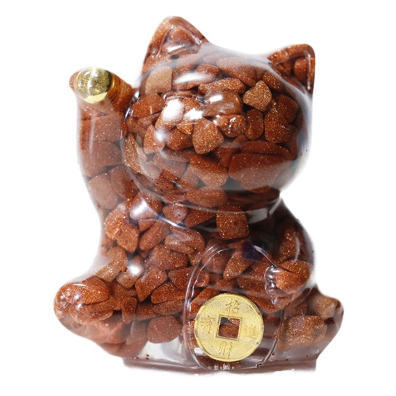 水晶の猫のデスクトップの置物の家の装飾のゴムの猫の工芸品の小さくて美しい猫の置物の卸売り