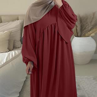 Aliexpress Amazon Cross-Border Foreign Trade Large Solid Color Dress Loose Sweet Splicing Robe