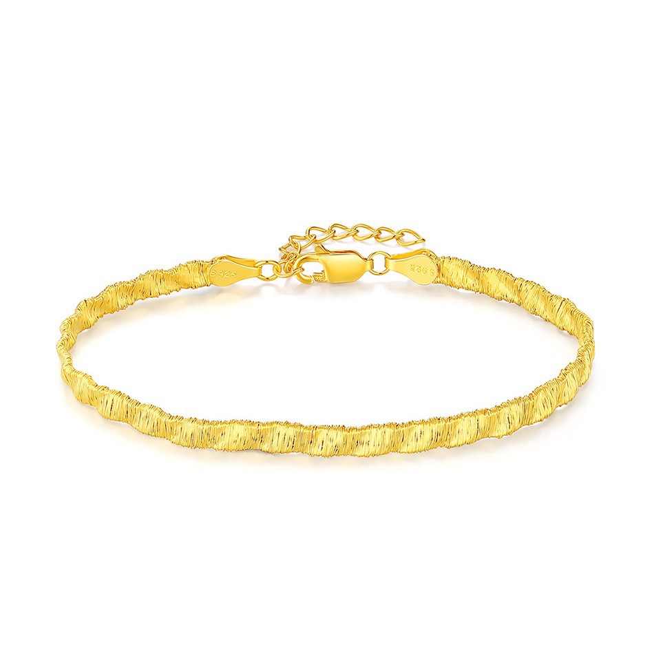 Brushed Finish S925 Silver Embossed Bracelet 4M Dazzling Luxurious Birthday Gift Jewelry Accessories_voghion.com