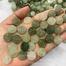 和田玉青海料麒麟双面直通孔 手工DIY配件小提溜挂件玉石饰品批发