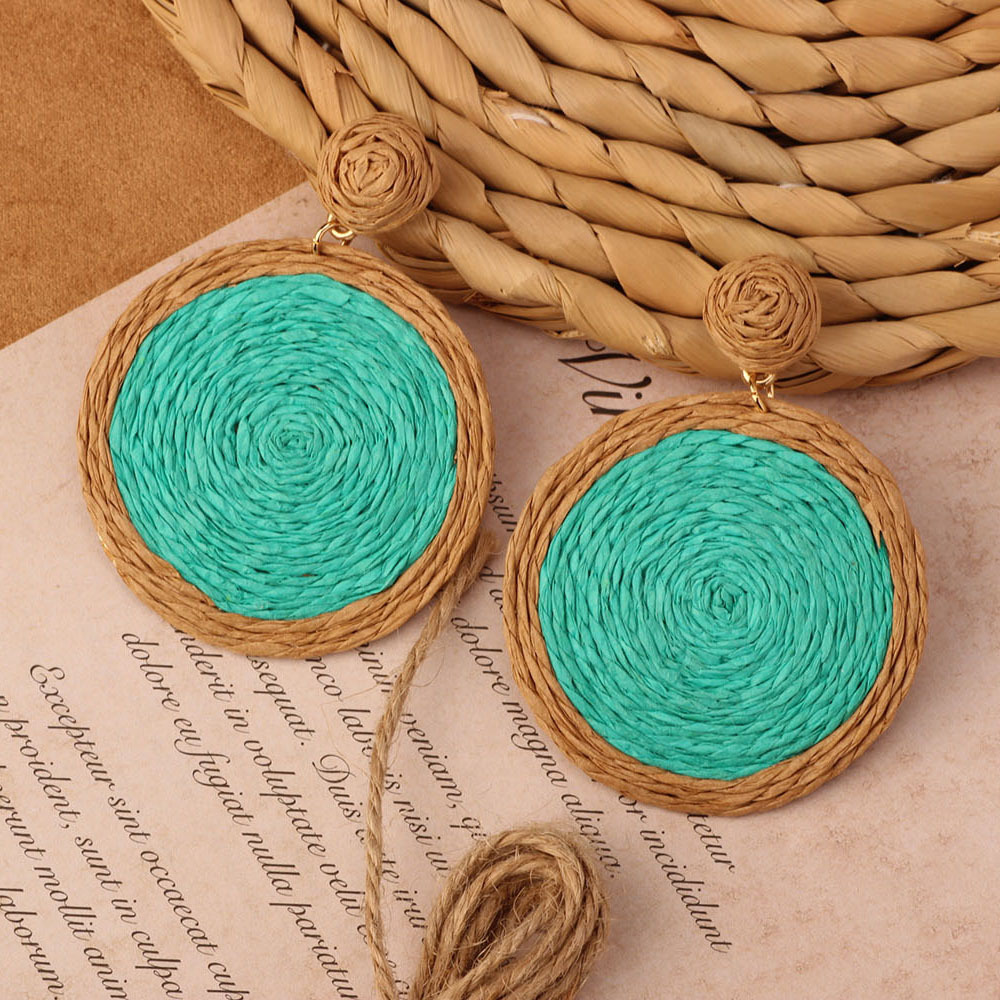 7g Weight 304 Stainless Steel Ear Needle Material Drop Earrings, Ear Studs Classification 1 Pair Quantity Daily Occasion Wood, Straw Material Geometric Pattern All Seasons Season Women's Gender Streetwear Style 1 Pair Streetwear Geometric Wood Straw Drop Earrings Ear Studs 15