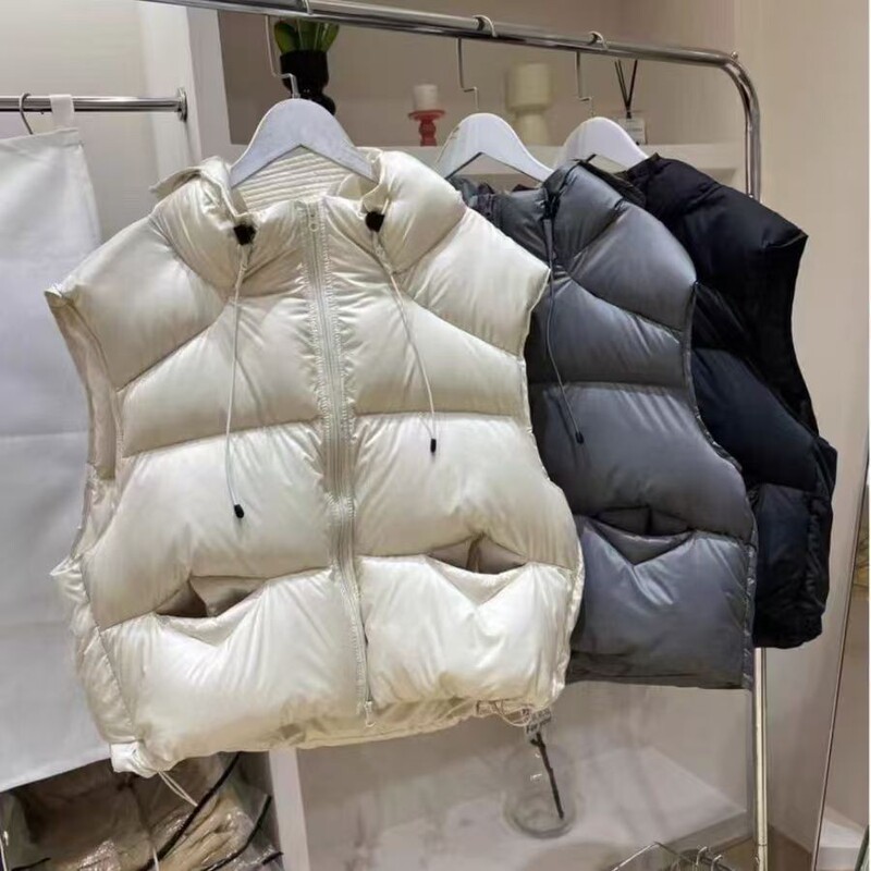 European Export down Cotton Vest for Women 2025 Autumn and Winter New Korean Style Loose Cotton Vest Vest Hooded Jacket