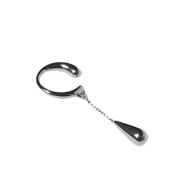 Colgante de gota de agua cadena de borda hueco sin agujeros de orejas clips de orejas lujosas sensación de alto nivel simple pendientes largos joyas para mujeres
