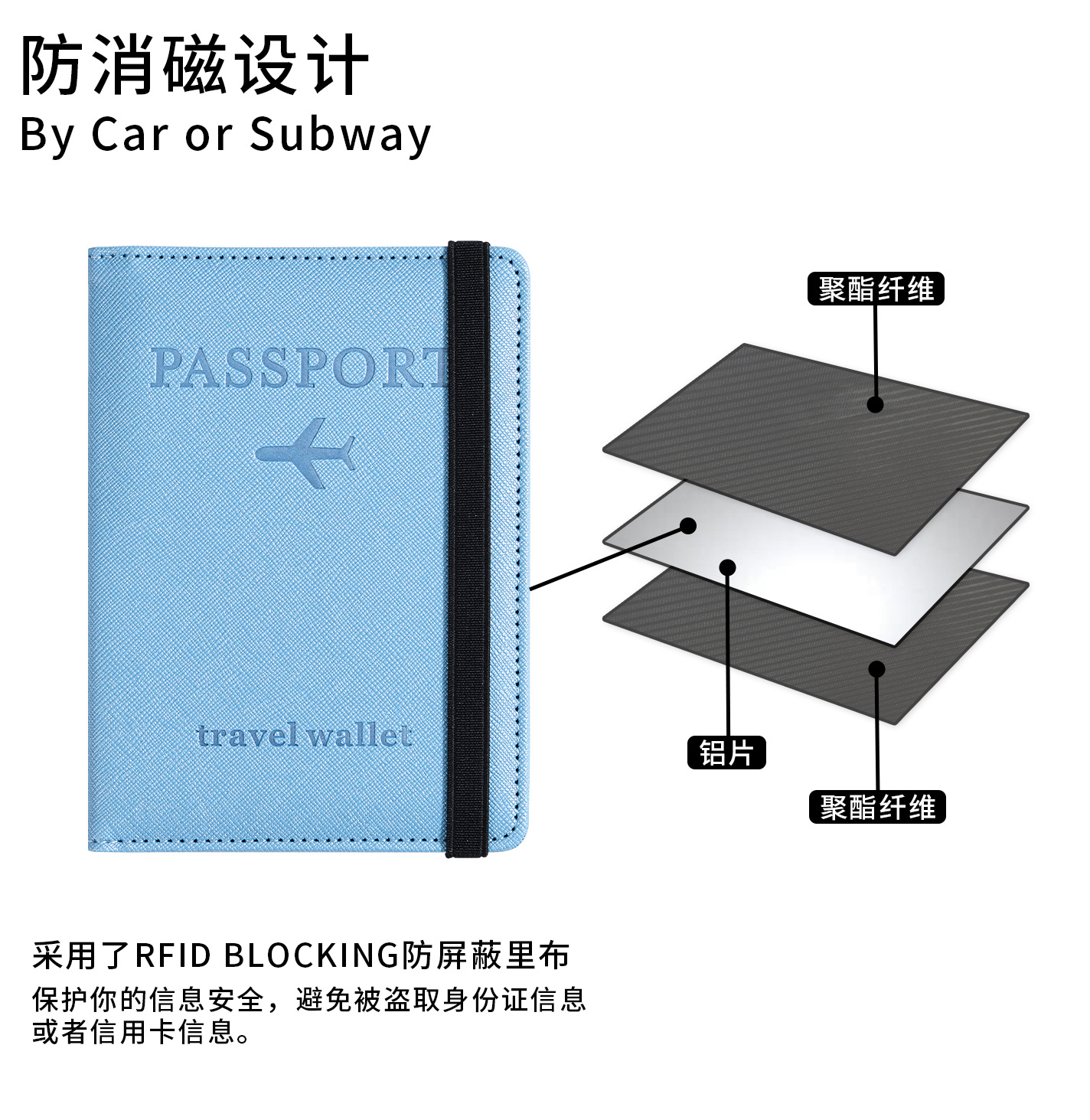Cross-Border Passport Holder Custom Anti-Theft Anti-Degaussing Multifunctional Passport Holder Passport Bag Luggage Tag Set Logo Printing Available