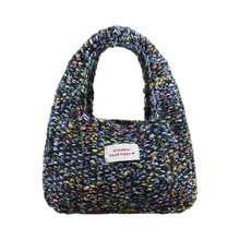 2025新款森系编织托特包女手提单肩包毛线手工包通勤百搭简约风