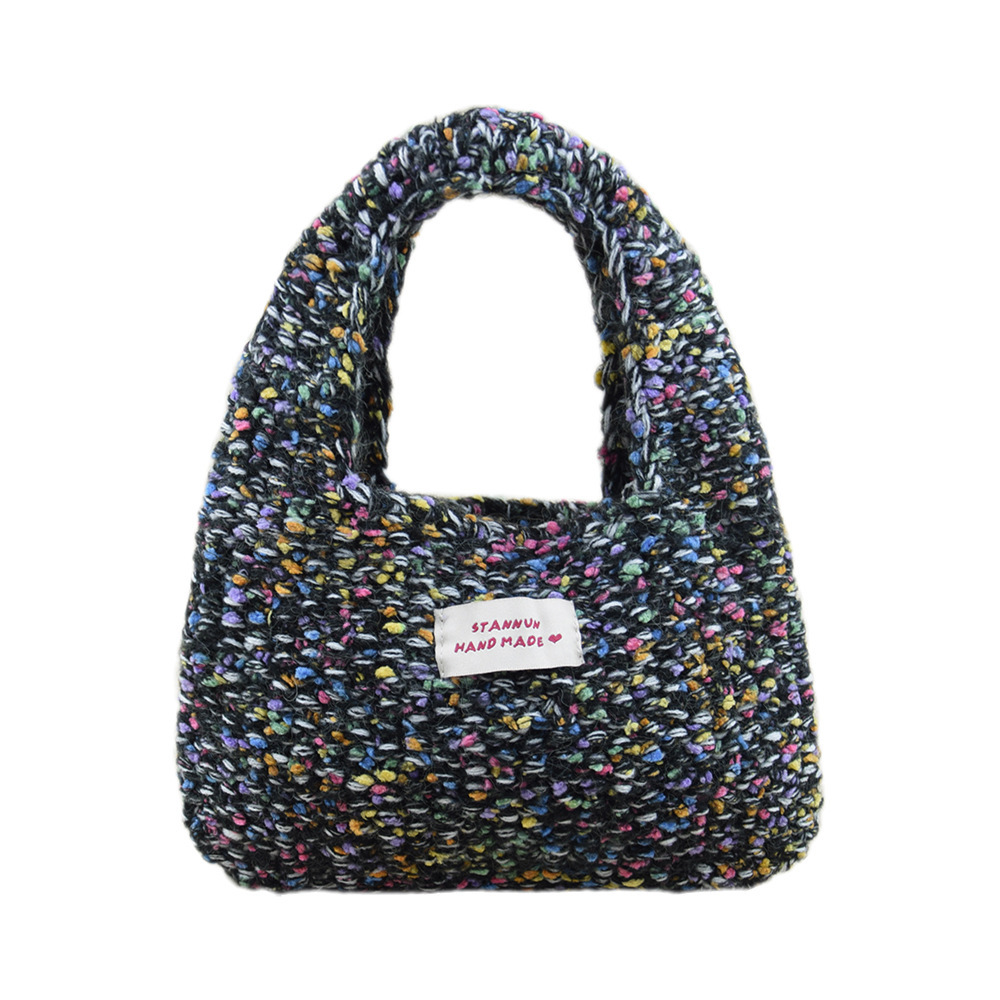 2025新款森系编织托特包女手提单肩包毛线手工包通勤百搭简约风