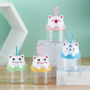 Cartoon Plastic Shaped Cat Packaging Box Storage Box Blister J Glue Crystal Mud Slime Glass Mud Packaging Bottle