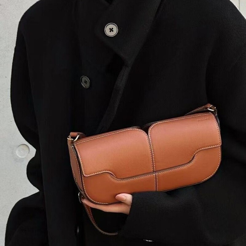 Cross-Border Polene Baguette Bag, Light Luxury Polene Genuine Leather Osmo Shoulder Bag, Niche Designer Underarm Bag Cross-Border Polene Baguette Bag, Light Luxury Polene Genuine Leather Osmo Shoulder Bag, Niche Designer Underarm Bag