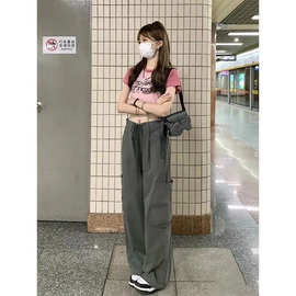 美式粉色紧身短款上衣夏季复古修身甜辣风显瘦正肩短袖t恤女