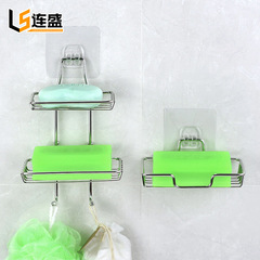 Stainless steel soap holder bathroom shelf wall-mounted soap rack bathroom drain free drill soap dispenser wholesale