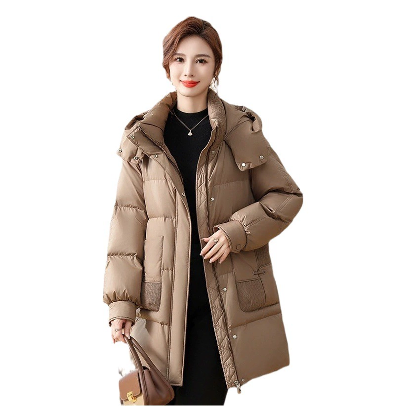 2023 новый фирменный пуховик для мамы-зимы, длинное белое утиное пуховое толстое теплое пальто, женская одежда среднего и пожилого возраста