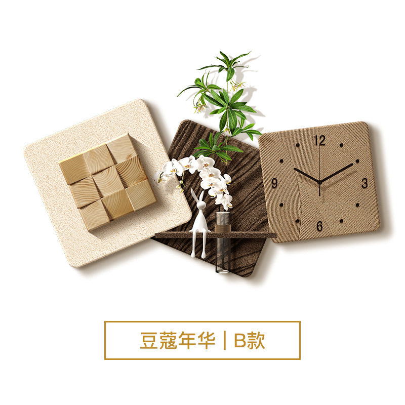 B-다층 입체 사암 + 수경 유리병 + 시뮬레이션된 녹색 식물 + 단단한 나무 블록 + 포인터 (장식 없음)