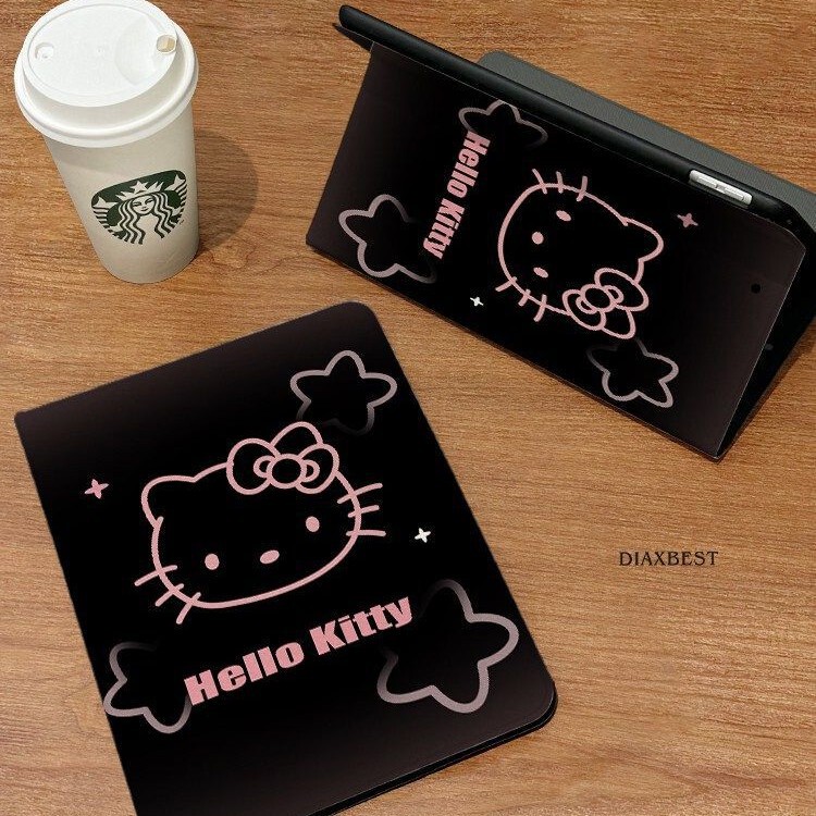 Simple Kt Cat Head Protective Cover for 9Th/10Th Generation Tablet, Full Cover Mini6 Case, Air6/5 Book-Style Case, Pro12.9/13