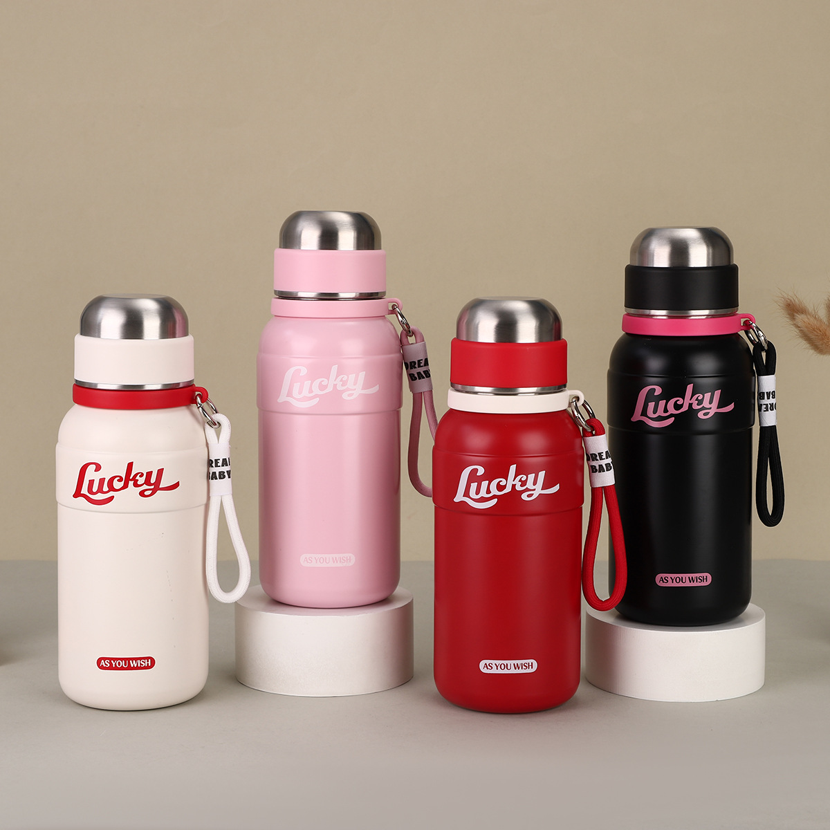 新款高颜值弹跳保温杯304不锈钢可乐同款户外便携提手大容量水壶