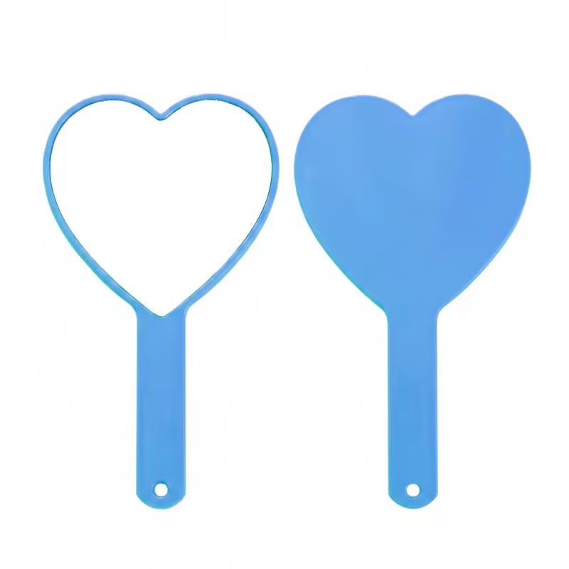 Big Heart Handheld Mirror [Blue] 12*22cm