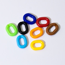 椭圆亚克力塑料链条diy彩色饰品配件U型开口圈手提箱包链插扣配件