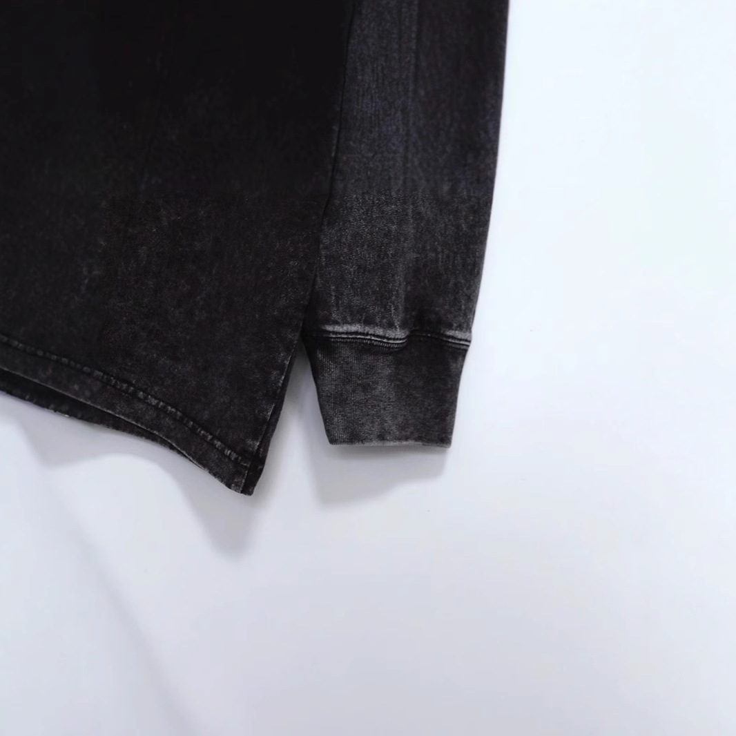 230G retro lavado para hacer vieja chaqueta de nieve frita inns transfronteriza americana falsa dos piezas camiseta de manga larga para hombres base universal