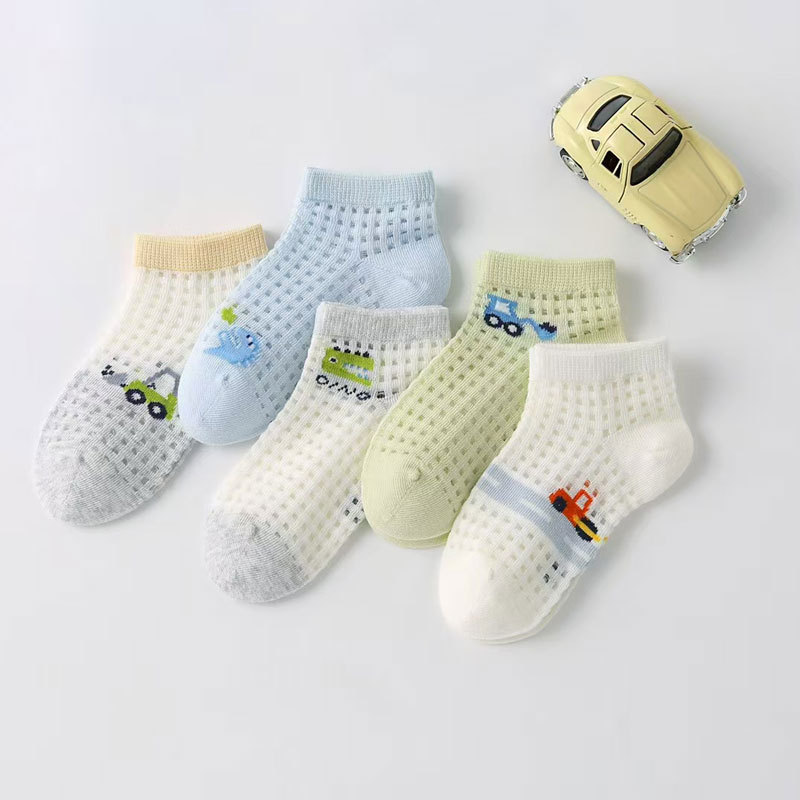 Six-finger mouse children's cotton socks summer thin short tube children's socks large mesh breathable boat socks baby boys and girls boat socks