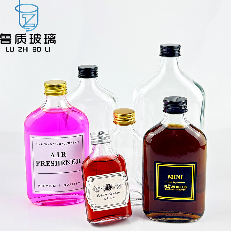 现货批发50ml小酒瓶饮料酒水玻璃瓶斜肩扁方果汁瓶奶茶冷萃咖啡瓶