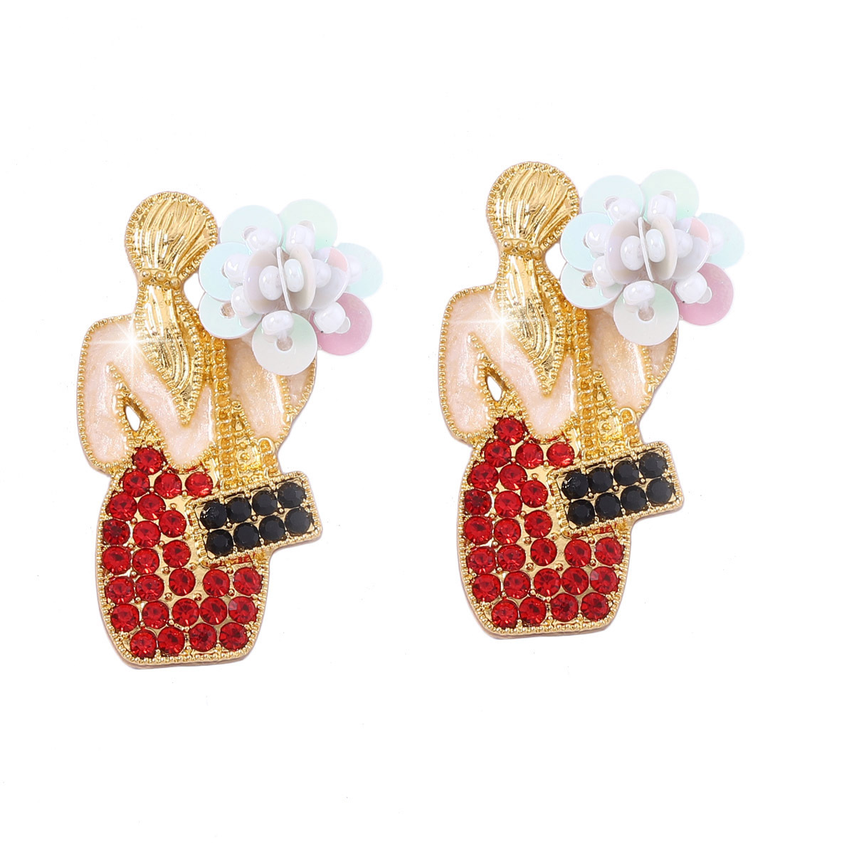 1 Pair Lady Cartoon Character Plating Zinc Alloy Drop Earrings display picture 8