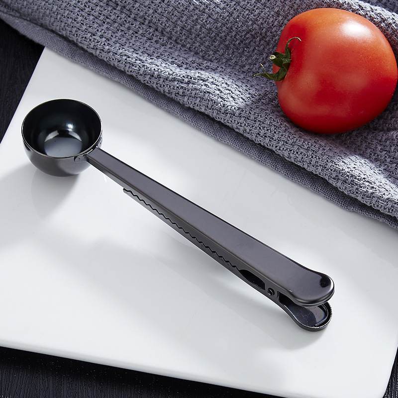 Stainless Steel Coffee Milk Powder 2-in-1 Baking Bag Sealing Clip With Measuring Spoon_voghion.com