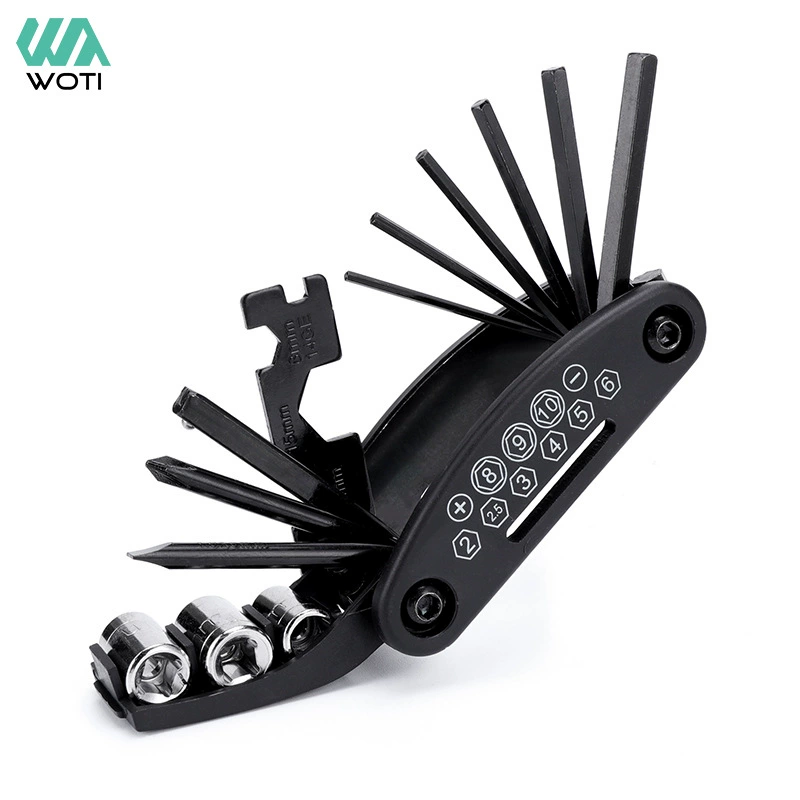 Велосипедные инструменты Многофункциональный комбинированный инструмент для обслуживания горных велосипедов 16-в-одном Складной гаечный ключ Костюм для гаечных ключей
