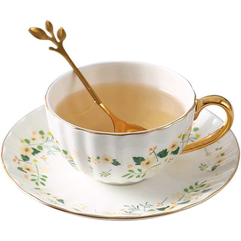 Британский послеобеденный чай Ароматический Чайный сервиз костюм Nordic Light Роскошный цветочный чайник Свеча Вареный фруктовый стеклянный чайник Керамический пузырь