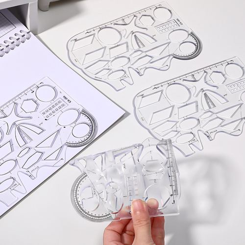 Creative soft math ruler for students, painting, geometry drawing, transparent ruler, multi-functional, bendable straight ruler