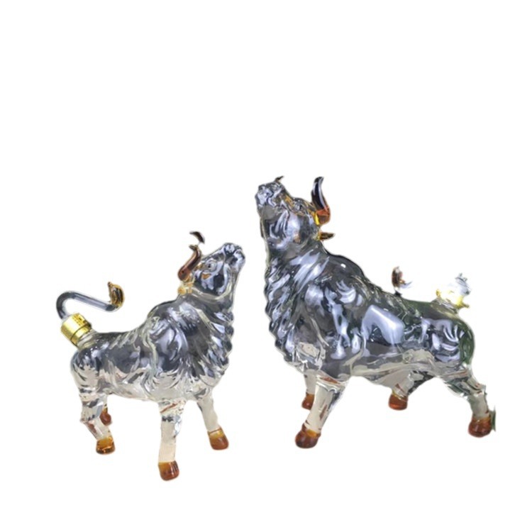 Doce Zodiaco hueco vaca burbuja botella de vino artesanal Toro burbuja medicina botella de vino de vidrio transparente botella de vino extranjero