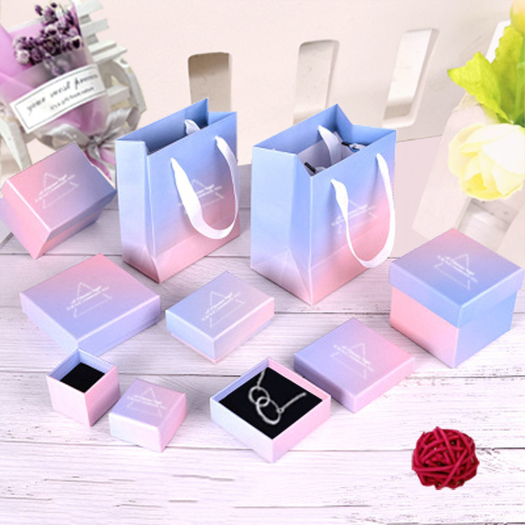 ins Pink Blue Gradient Pearlescent Jewelry Packaging Box Bracelet Ring Earrings Necklace Small Size Gift Box ins Pink Blue Gradient Pearlescent Jewelry Packaging Box Bracelet Ring Earrings Necklace Small Size Gift Box