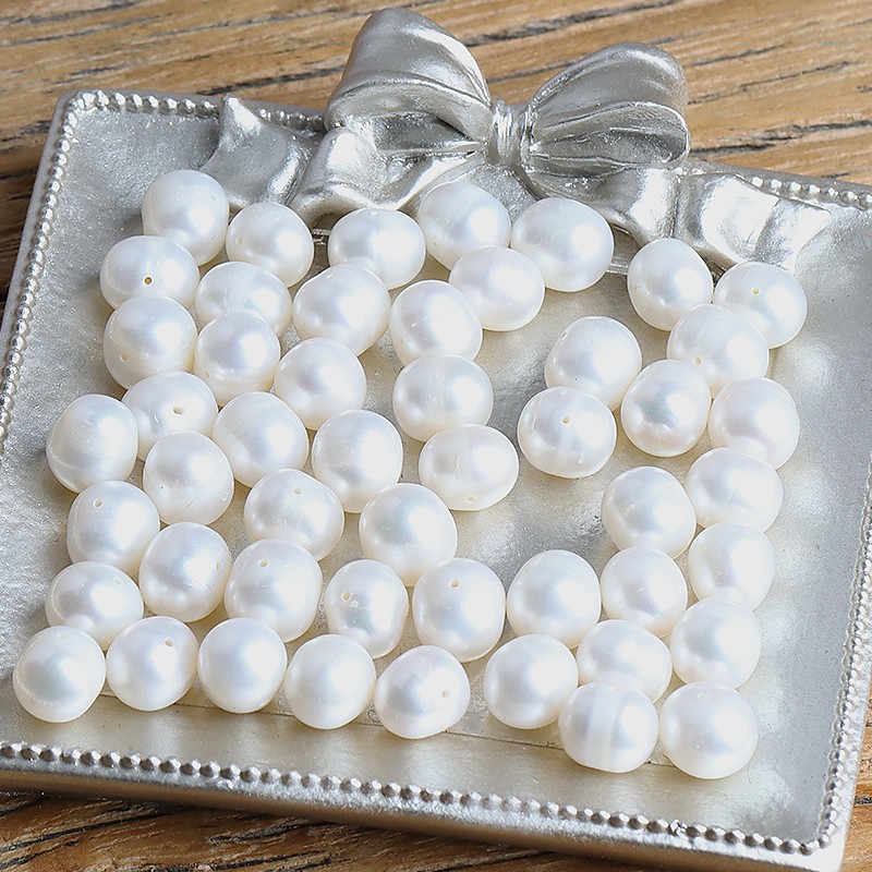 [무대] 자연 담수 진주 구슬 6MM 4 면 빛 찐 빵 DIY 반제품 깨진 실버 몇 개 바로크