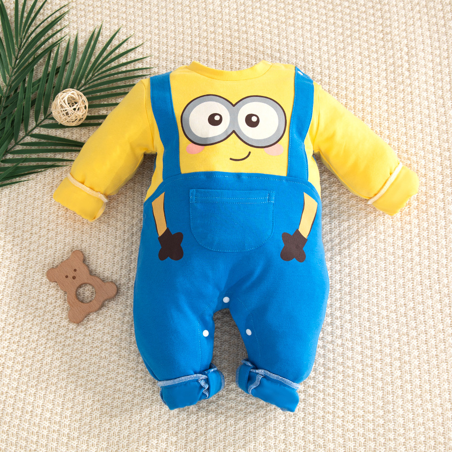 Vestido de una pieza de bebé de anime de primavera y otoño, un tipo de mameluco de manga larga de algodón puro, ropa de recién nacido, vestido de gatear para bebés, vestido de un año