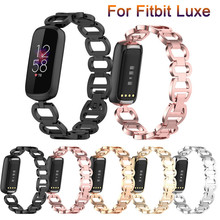 适用Fitbit Luxe智能手环腕带官方款手链金属合金表带