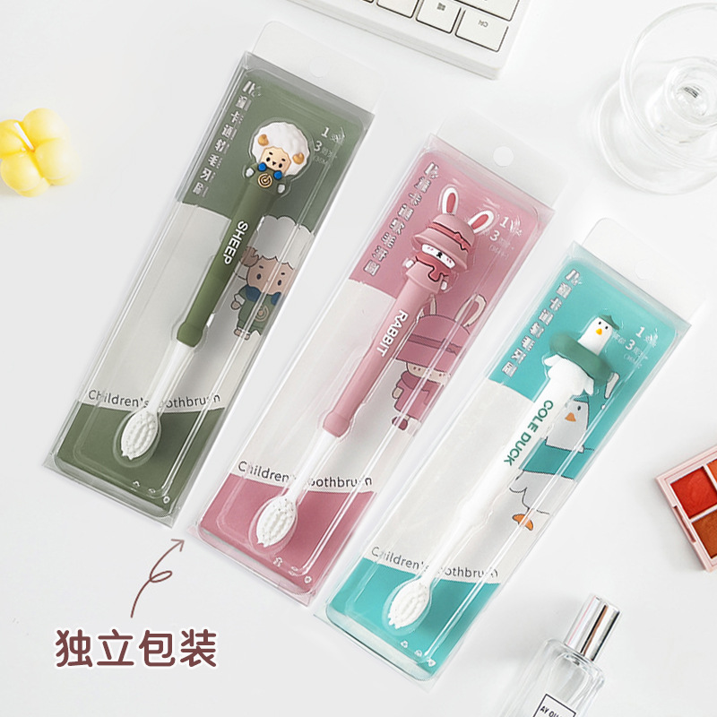 Children's Toothbrush Soft Bristles 3-6-12 Years Old Cute Animal Series Fine Bristle Toothbrush Household High-End Independent Packaging Wholesale