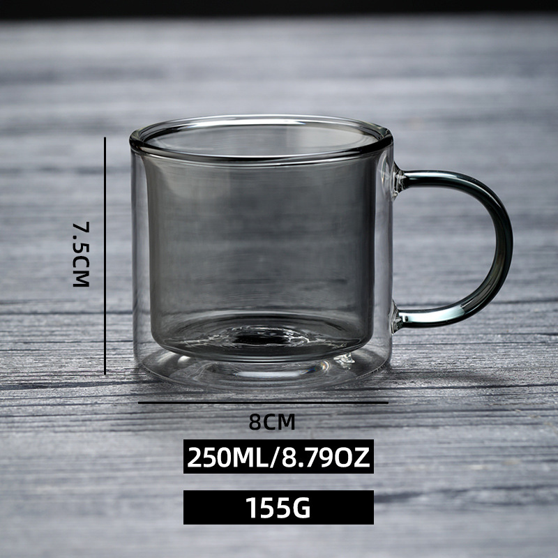双层高硼硅玻璃杯家用喝水杯咖啡杯泡茶杯马克杯水杯套装耐高温|undefined