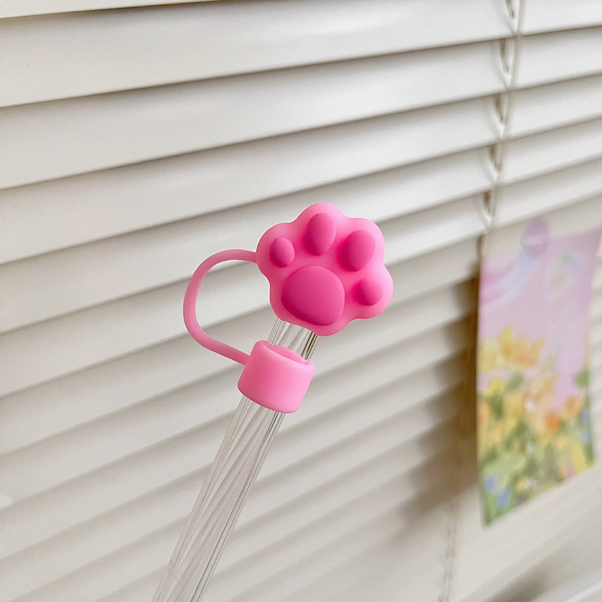 Home, Daily Occasion Cute Cartoon Cat Claws PVC Straw Decorative Cap 1 Piece