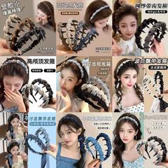 日常使いの新作、頭頂部が高く、歯付きで巻き付けられるヘアバンド、女性用、外で着用する洗顔用ヘアバンド、専用ヘアバンド、ヘアピン、ヘアアクセサリー