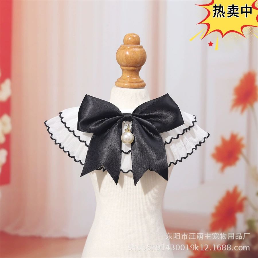 Ошейник для домашних животных, полотенце для слюны кошек и собак, нагрудник для куклы, фотография домашнего животного, милый декоративный бант, жемчужный нагрудник