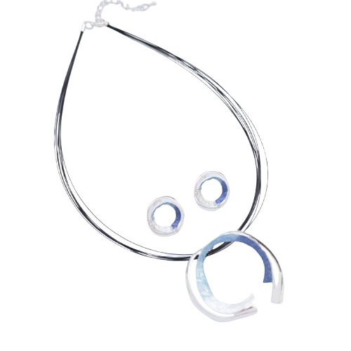 (2개) 국경 간 새로운 에나멜 할로우 기하학적 둥근 귀걸이 펜던트 세트 과장된 여성 성격 반지 목걸이