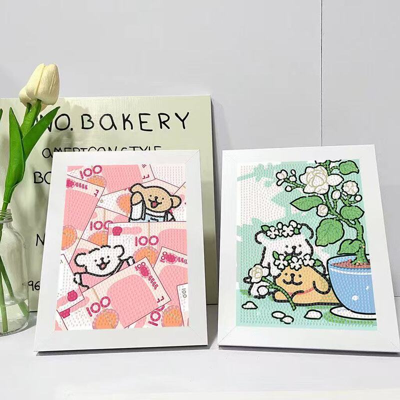 Ins Line Puppy Kidsren's Diamond Painting Handmade DIY Diamond Sticker Paste Flash Diamond Birthday Gift