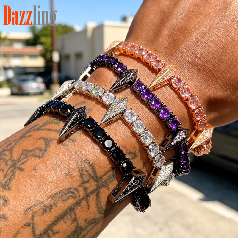 Cross-border hip-hop new 5mm zircon tennis chain bracelet rap black panther bracelet jewelry spot a generation of hair