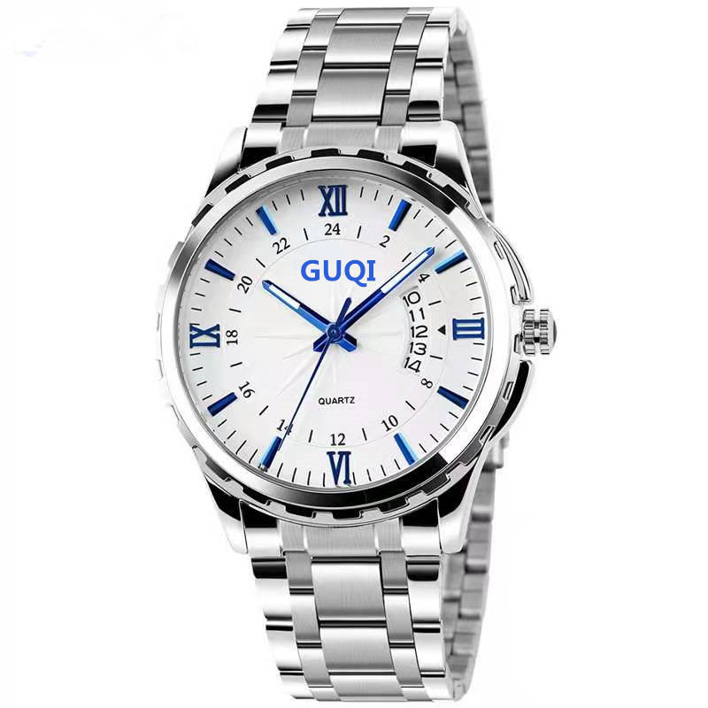 Reloj de hombre de negocios impermeable reloj de hombre correa de acero reloj calendario reloj de cuarzo reloj de moda al por mayor suministro directo