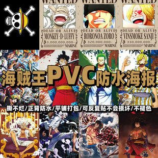 One Piece Wanted Poster Straw Hat Tuan Lufei 3 billion PVC Waterproof Nautical King Warrant Wall Stickers Mural